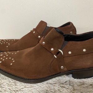 Donald J. Pliner Brown Western Boots with Silver Studs